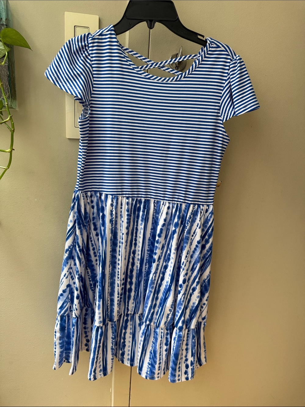 Blush by Us Angels Blue Striped & Tie-Dye Girls' Dress
